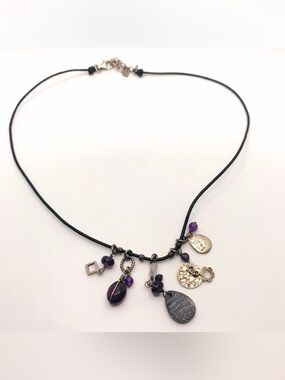 Silpada Necklace Sterling Silver Amethyst Multi Charms Necklace N1788 925